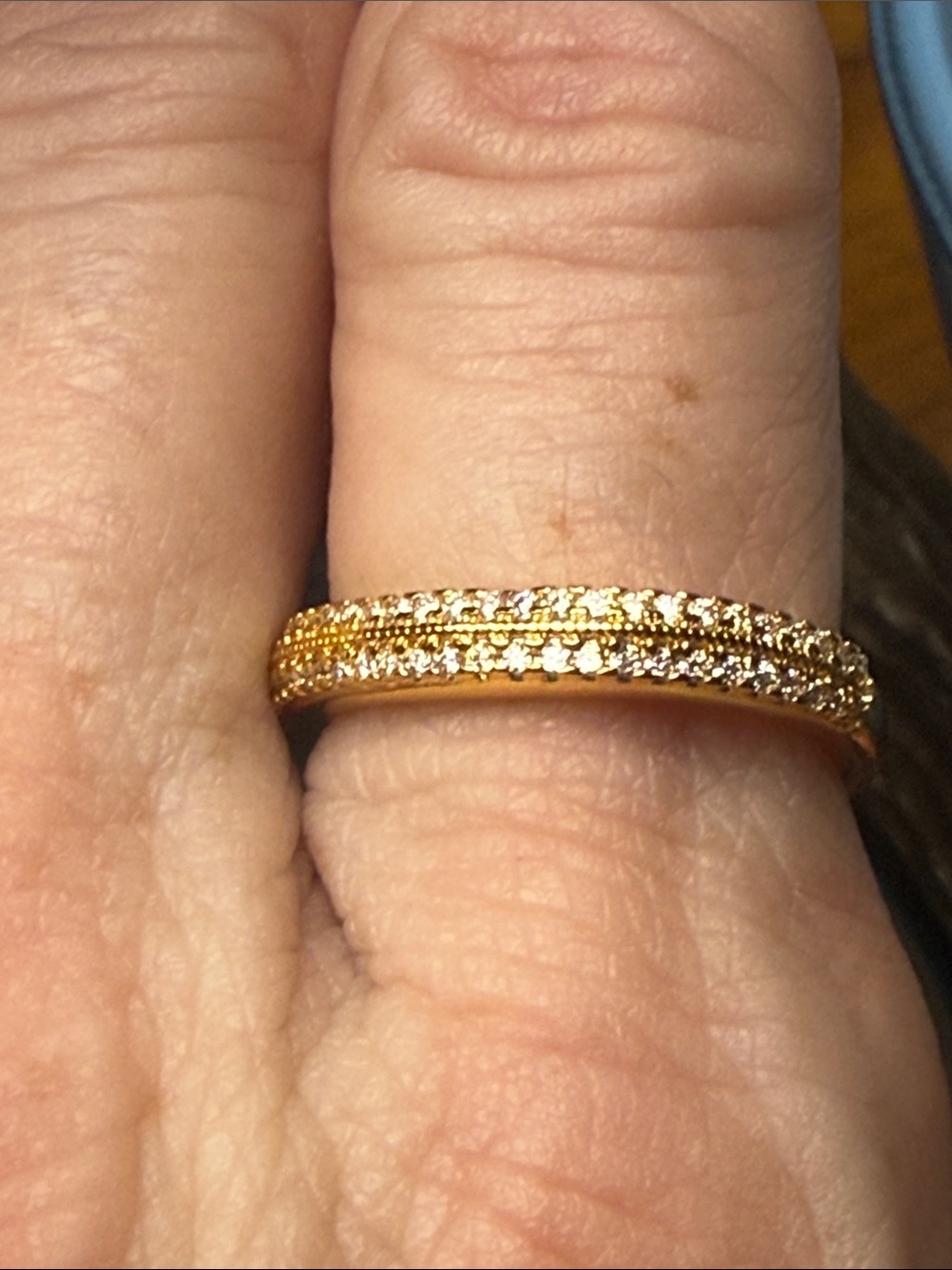 18k gold over 925 Sterling Silver GRA CERTIFIED.25 Moissanite Diamond Stack ring